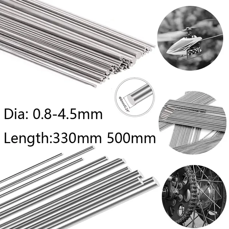 5 peças tainles aço haste redonda torno barra estoque ferramenta diâmetro 0.8 ~ 4.5mm comprimento 330mm/500mm resistente à corrosão