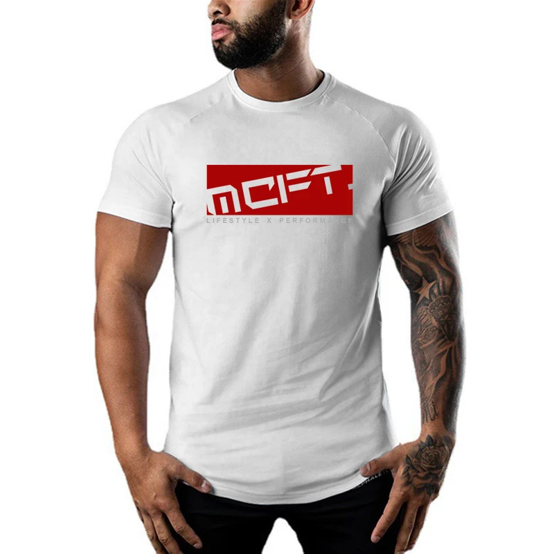 Summer Mens New Gym Workout Pumping Iron train Sport Fitness Cotton Clothing Bodybuilding Breathable Sleeve Casual  Muscle Shirt