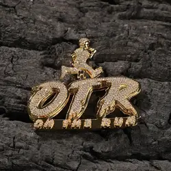 Hip Hop Otr Letters Pendant Necklace Mens Street Dance Rap Jewelry