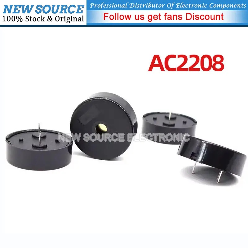 

10pcs AC2208 Passive Piezoelectric Buzzer AC 3-24V 22*8mm Mini Piezo Buzzers Speaker Frequency 4KHZ Diy Electronic Alarm Beep