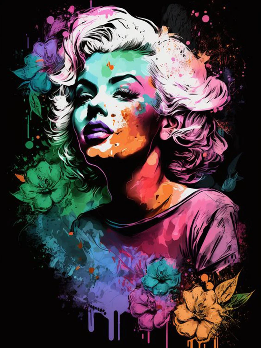 Diamond Painting Kit Cartoon Girl Colorful Flower Cross Embroidery Marilyn Monroe Handmade DIY Mosaic Home Decoration Gift