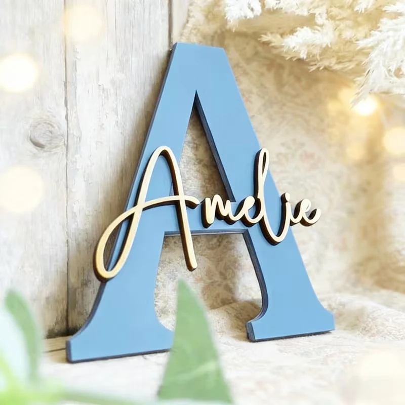 1pc Customized Double-layer Wooden Surname Brand, Customized Content for Home Decoration, Bedroom Wall Decoration, Holiday Gifts