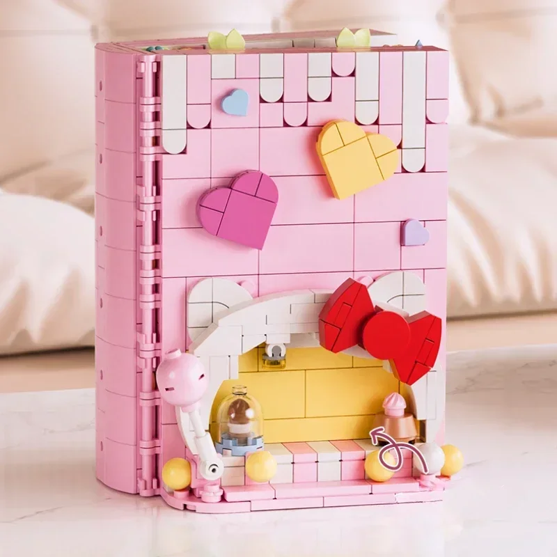 Sanrio HelloKitty Building Block Book Simulation PictureFrame Cute Puzzle Assembled Model DecorationToy Collection Girl Gift