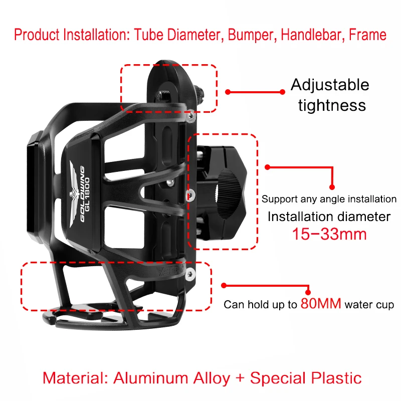 For Honda 1800 Goldwing GL1800 Accessories Motorcycle Beverage Water Bottle Cage Drink Cup Holder Sdand Mount