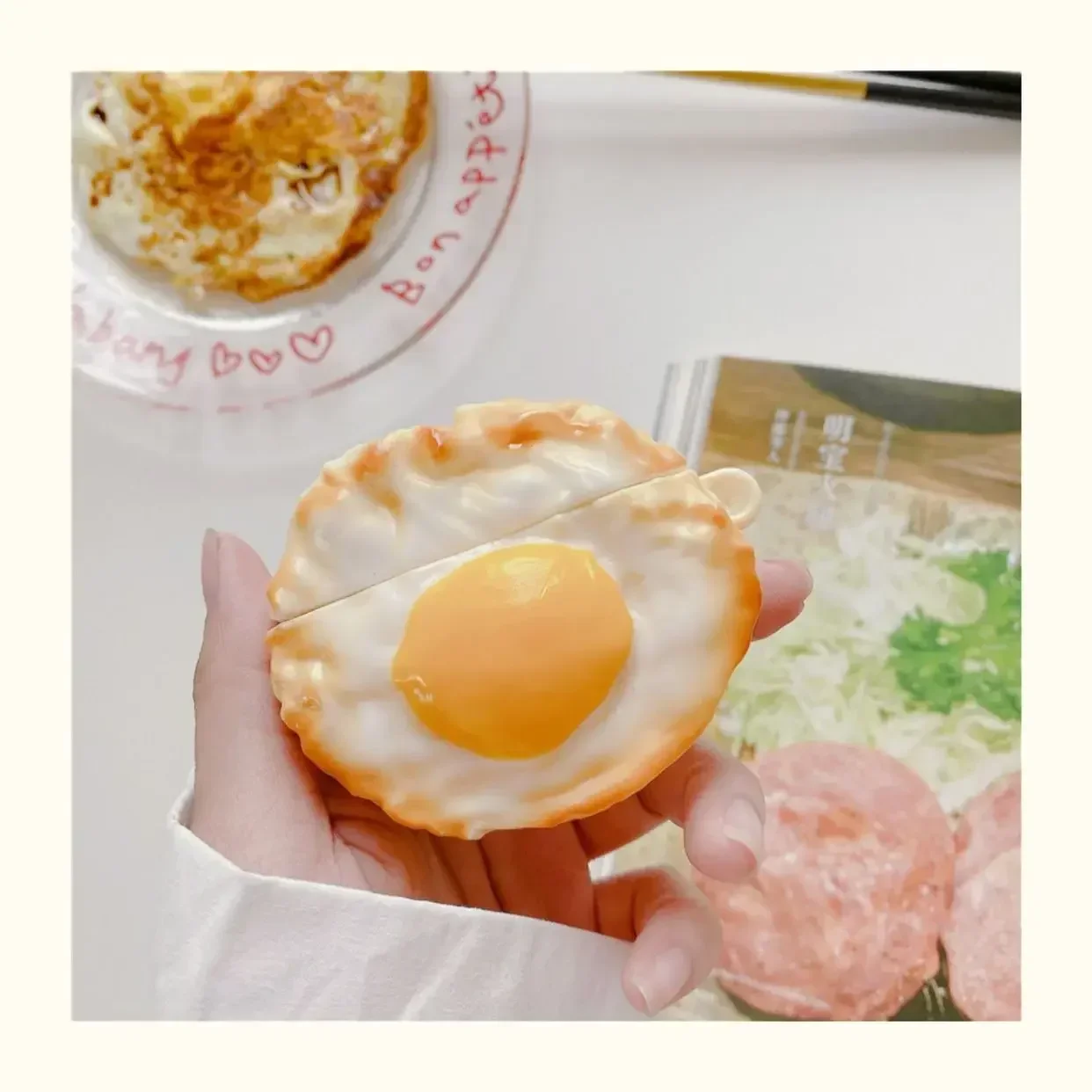 Cute 3D Fried Egg Shape Earphone Case Cover Protective Soft Cases for Huawei Freebuds Pro4 3 6i 4 5 4i 5i Pro2 SE2 FreeClip Case