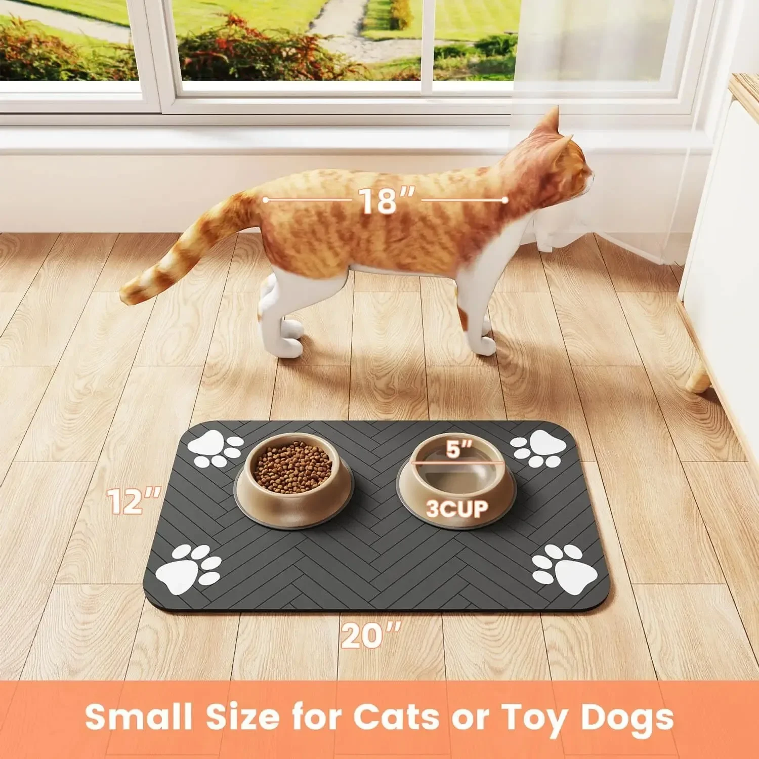Pet Feeding Mat Absorbent Pet Meal Mat Diatomaceous Earth Large Dog and Kitten Feeding Mat Quick Drying Waterproof Food Bowl Mat - view 6
