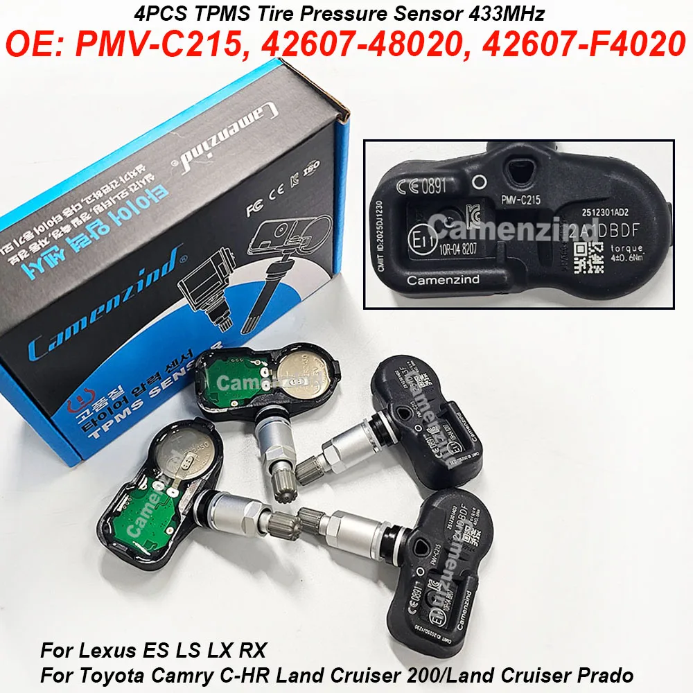 

4PCS 433Mhz TPMS Tire Pressure Monitoring Sensor PMV-C215 42607-48020 42607-60010 42607-F4020 For Lexus LS500h LX570 RX450h