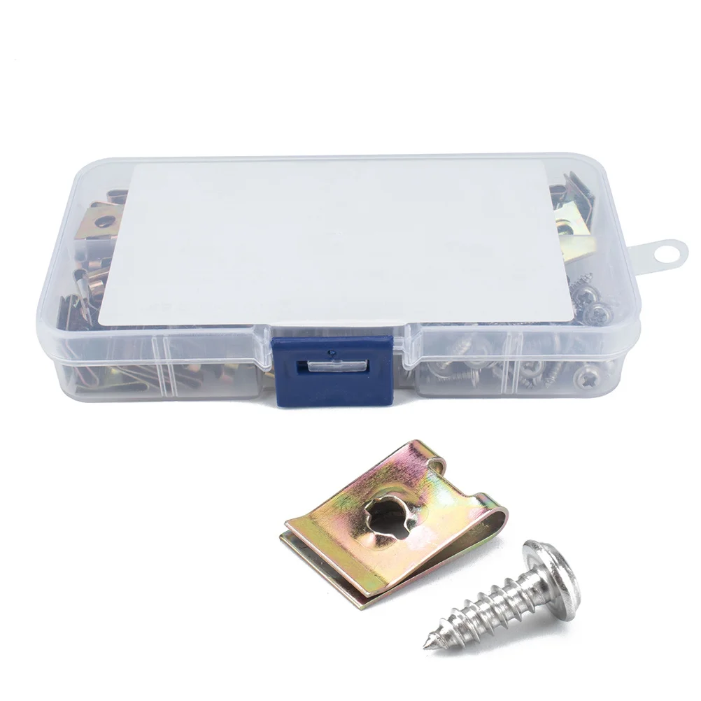 160 قطعة مشبك الربيع على شكل حرف U دراجة نارية هدية لوحة الذاتي التنصت المنغنيز الصلب U الجوز السحابات لسلك الوفير #1