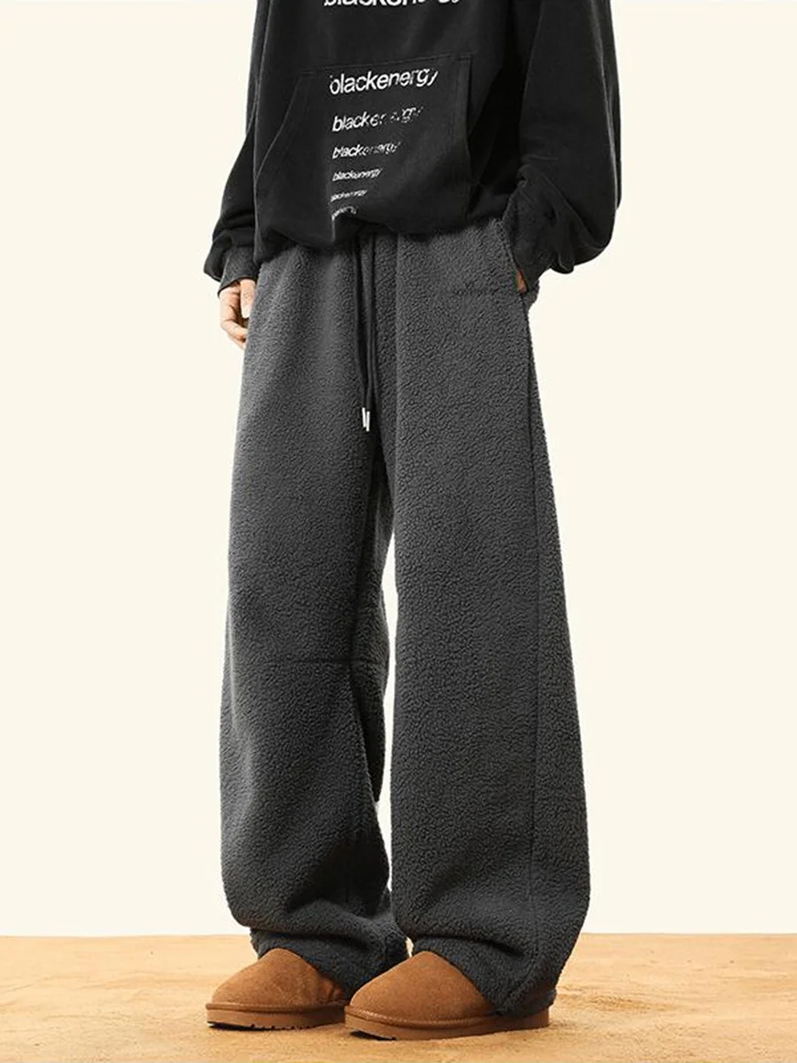 

Мужские хлопковые брюки Deep ey Fce Lined: зимние, свободные, теплые, прямого кроя, повседневные, для отдыха