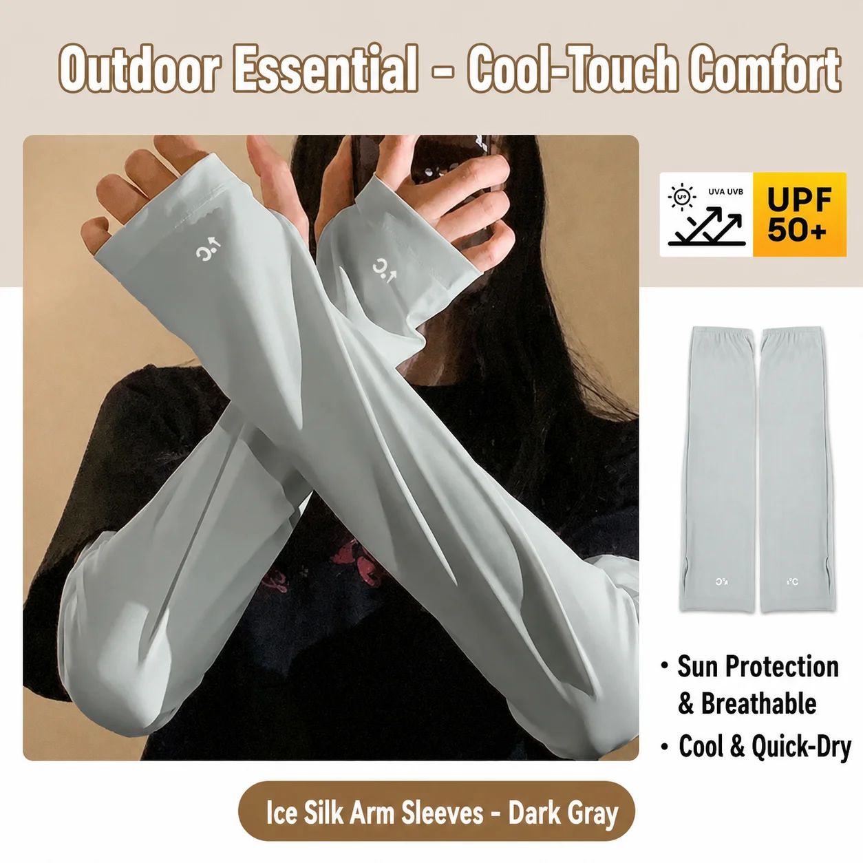 Ice Silk Arm Sleeves Anti-Uv Women'S Arm Warmers Cooling Arm Sleeves High Elastic For Daily Activities Hiking Adult Women