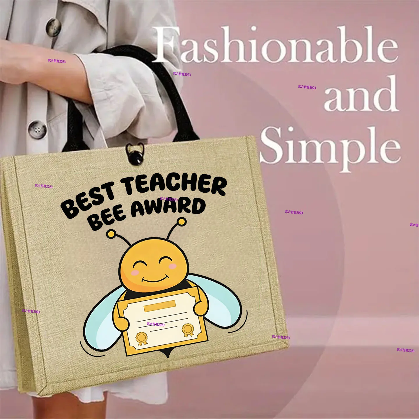 Autism Awareness Teacher Linen Tote Bag Puzzle Letter Quote Print Large Reusable Grocery Shoulder Handbag Teacher Appreciation