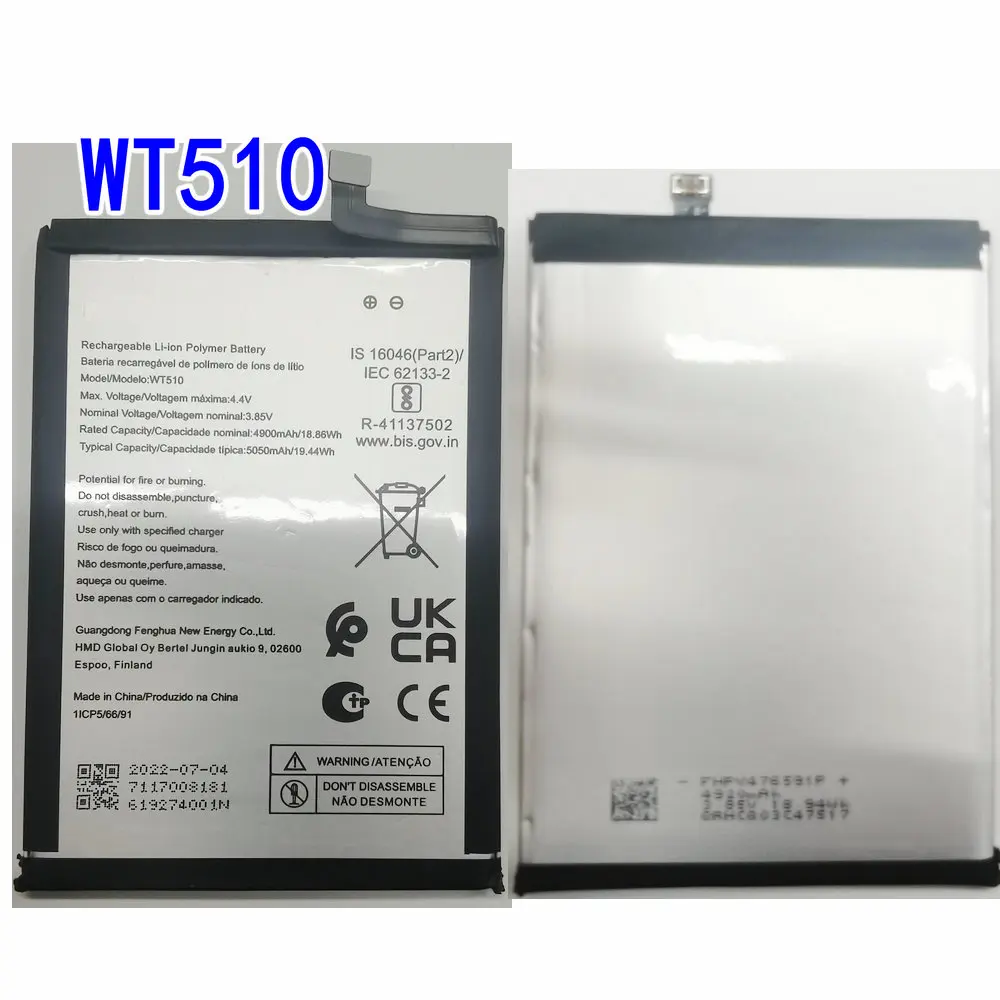 New Original WT510 5050mAh Replacement Battery for Nokia NKC21 Plus TA-1433 TA-1431 TA-1426 TA-1424 Mobile Phone