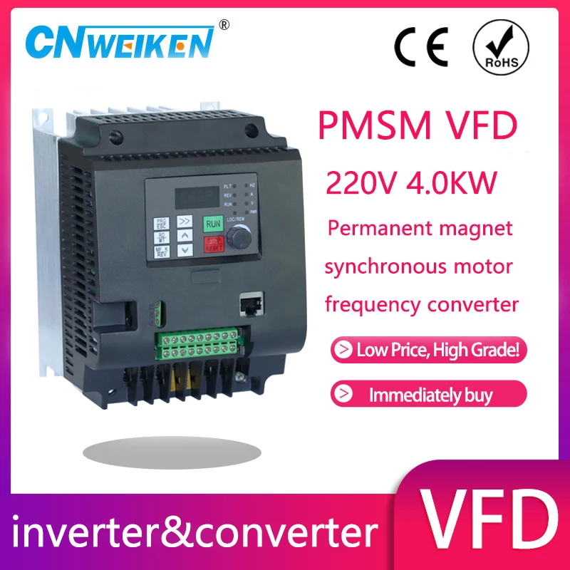 Imagem -04 - Conversor de Frequência Inversor de Vfd Entrada Monofásica Fases 220v Saída Ímã Permanente Motor de Pmsm 0.75kw7.5kw 220v