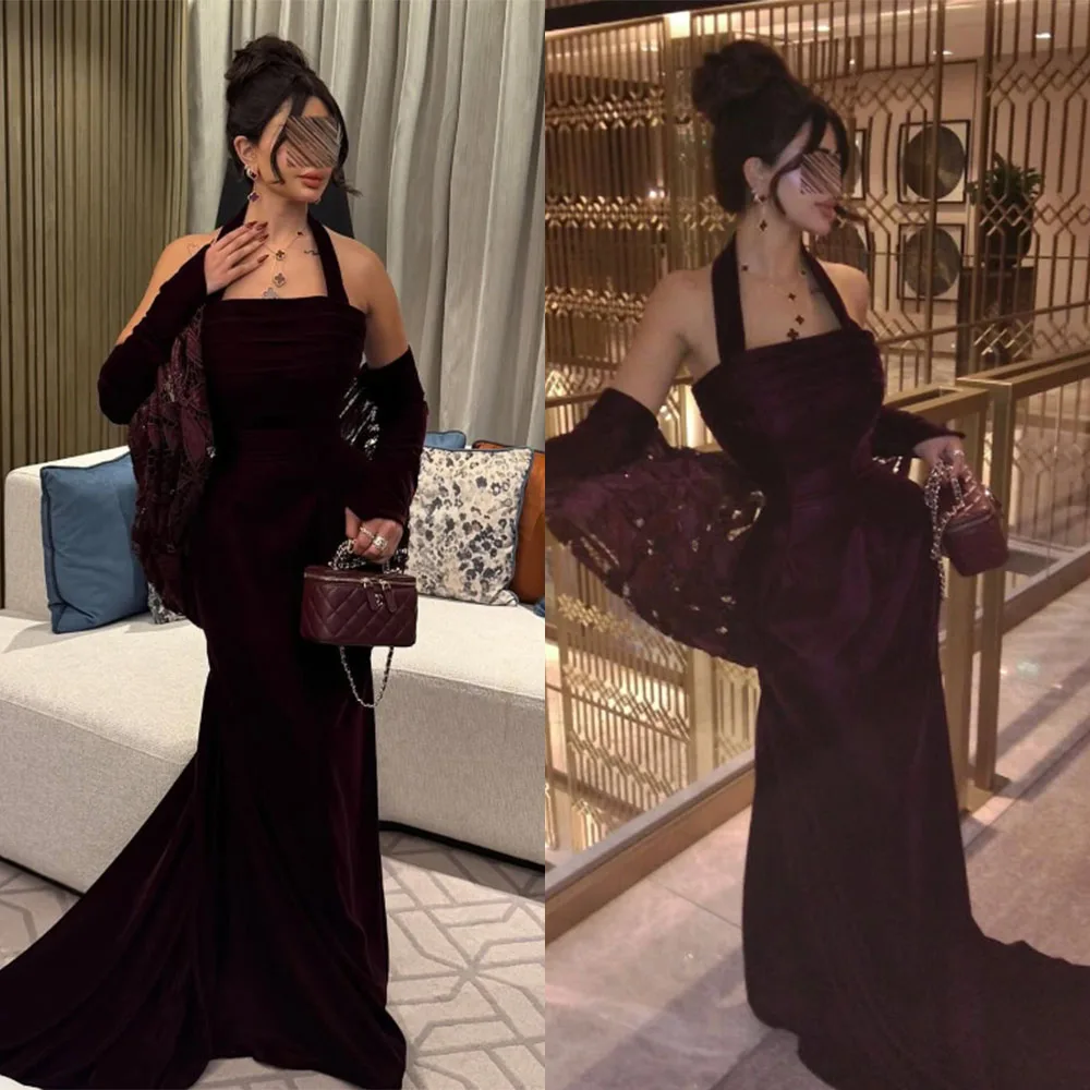 高品質のカスタムメイド、ストラップレス、ホルターネック、床丈の赤いロングドレス、Aライン、エレガントなドレス、女性用、結婚式、パーティー、ドレス