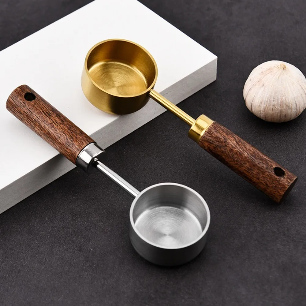 10ml Stainless Steel Measuring Spoon Milk Powder Coffee Spoon Wooden Handle Tea Scoop Milk Powder Measuring Spoon Kitchen Tool