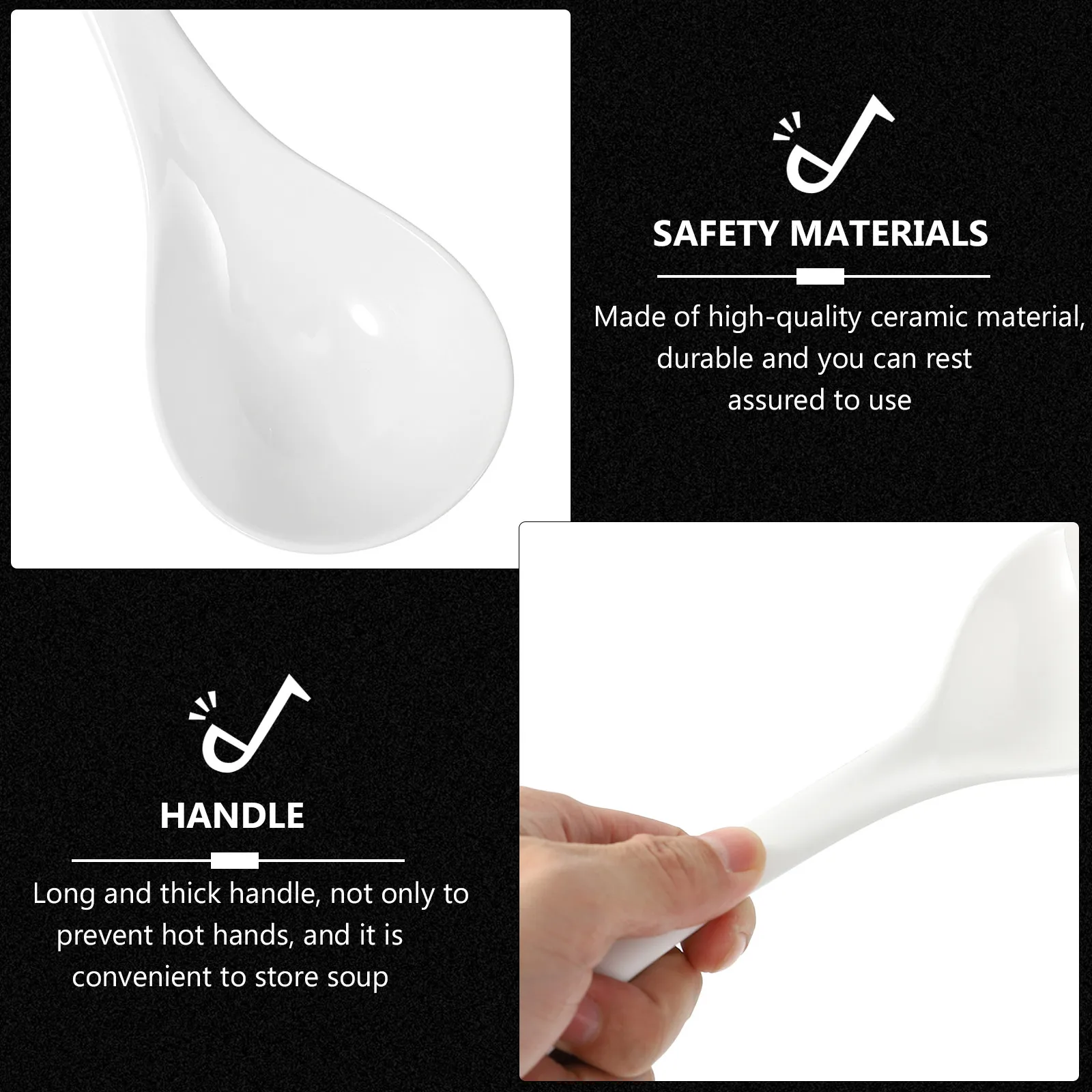 

1Set High Quality Ceramic Soup Spoons Porcelain Tableware Scratch Resistant Easy Clean Home Hotel Use Porcelain Spoon