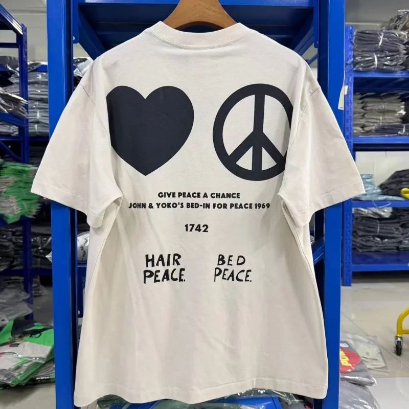 Peace Love & Rock N Roll Print T-Shirt Men Women Retro Casual Streetwear