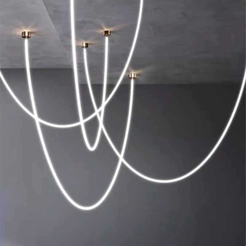 Modern minimalist line living room light Nordic loft aerial design pendant light