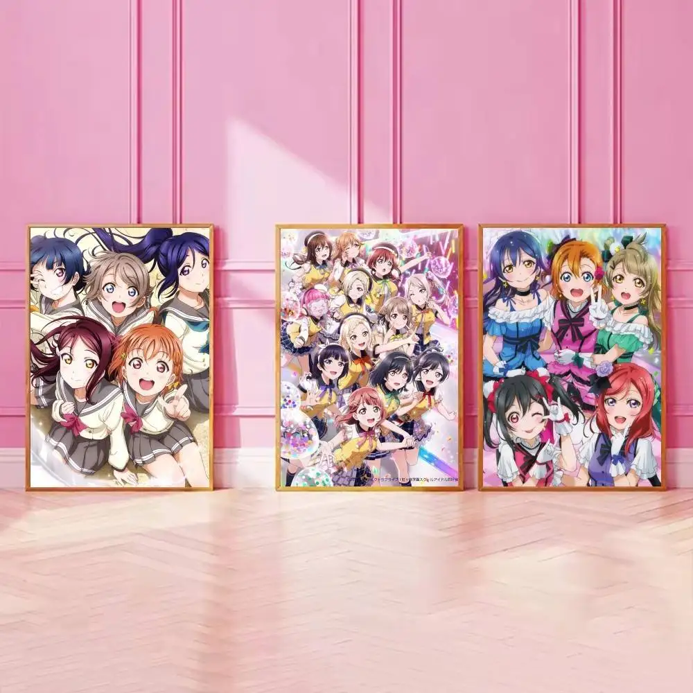 LoveLive! Anime Paper Poster Idol School Girl Group Character Wall Print Decor for Teen Bedroom Dorm Otaku Gift