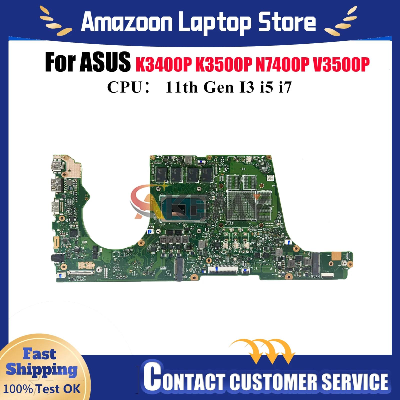 

X7400PA Laptop Motherboard For ASUS V3500P X7400PE V3400P N7400P K3500P K3400P X7400P X7400PC Mainboard With 11th Gen I3 i5 i7