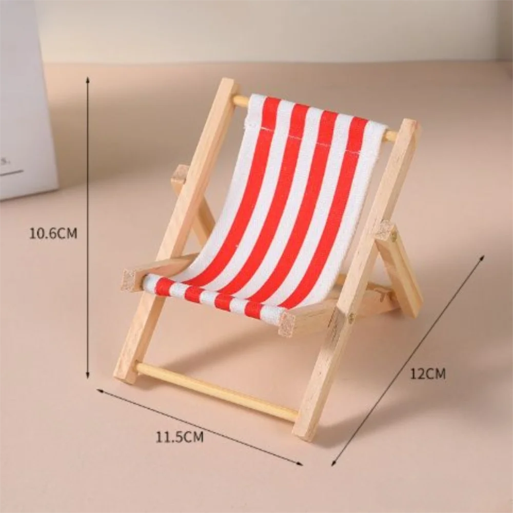 

Reclining Wooden Chair Cotton Mini Model Beach Chair Mobile Phone Holder House Camping