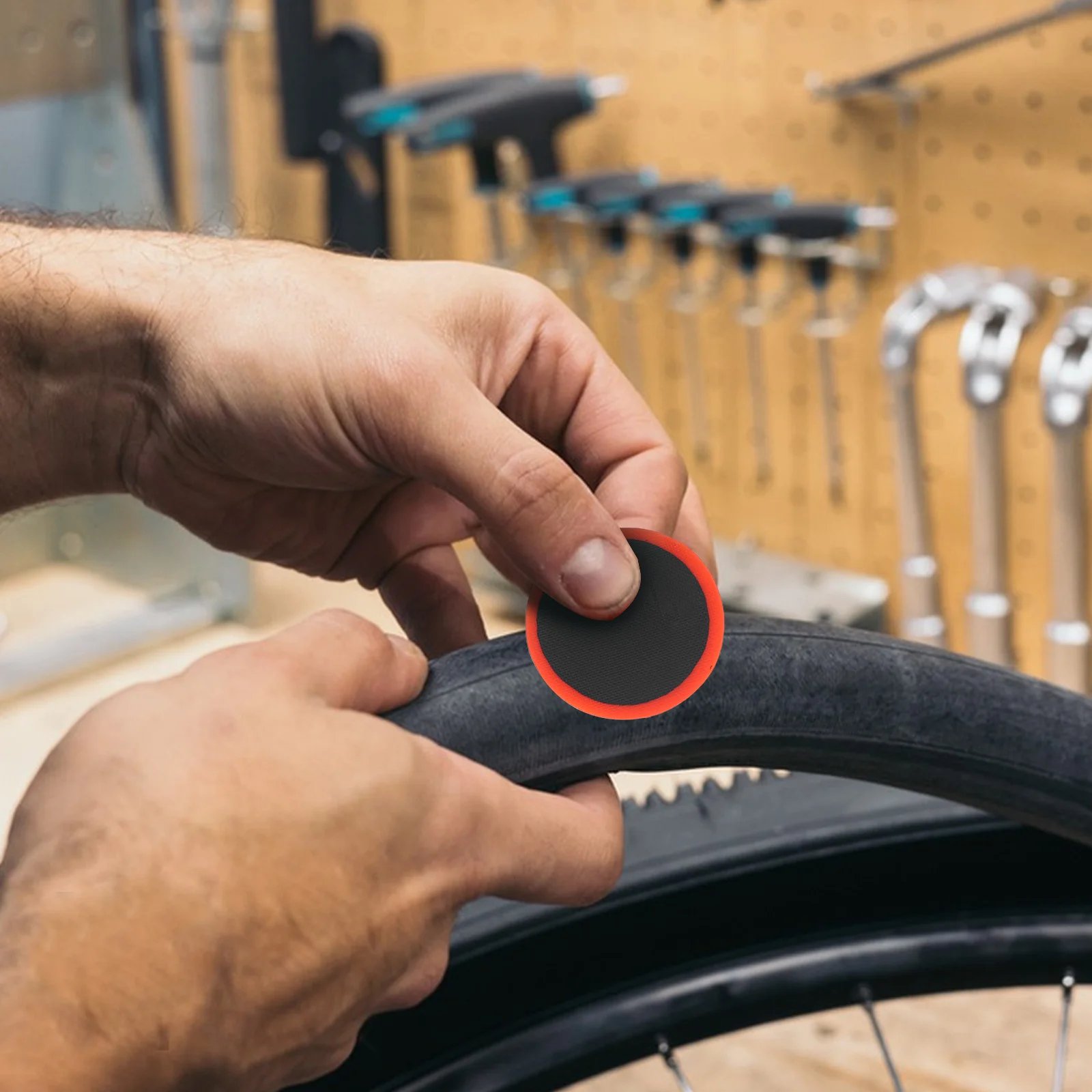 

1Set Bike Patch Kit Self Adhesive Tire Patches No Glue Needed Universal Repair Tools Lightweight Emergency Fix for Tubeless