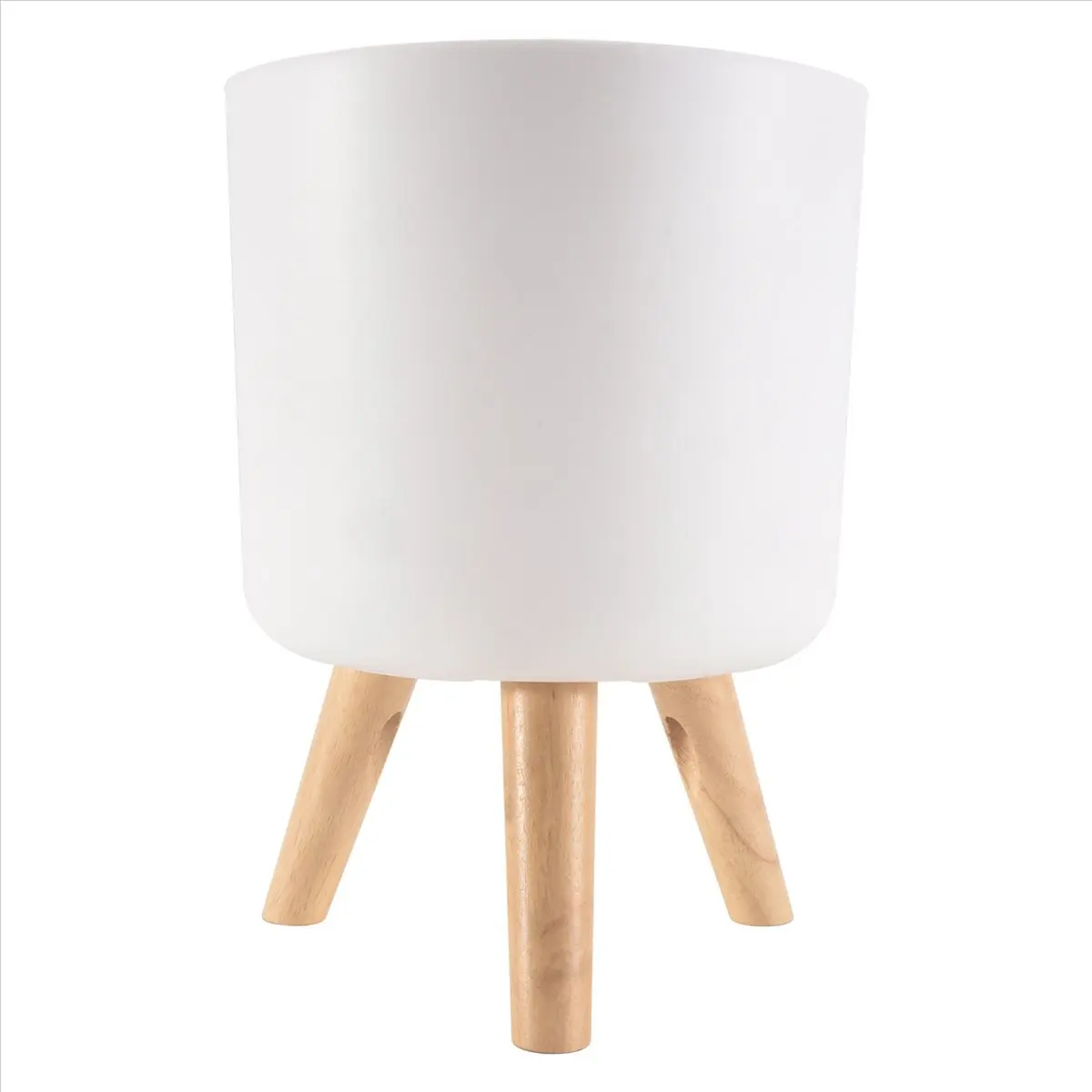 ABFS Modern Plant Pots with Wooden Legs Holder Bedroom Living Room Floor Standing Potted Flower Pot Home Garden -B