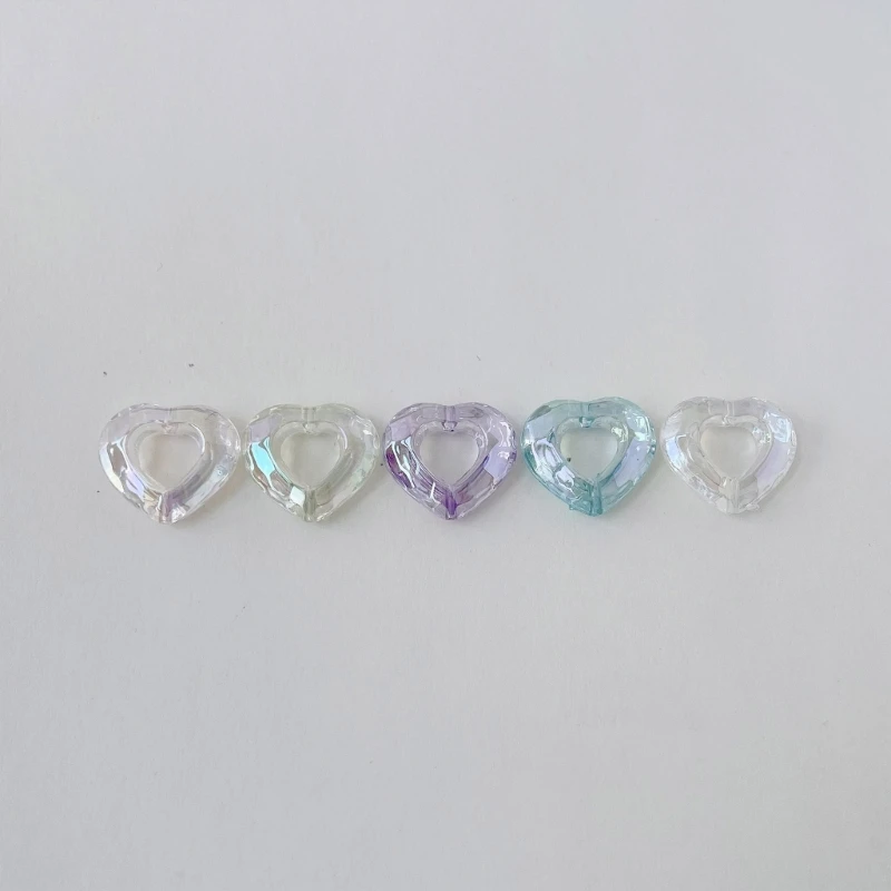 ZB Acrylic Colorful Clear Spacer Beads Hearts Shape Loose Beads Jewelry Making Beads DIY Handmade Phone Chain Accessories