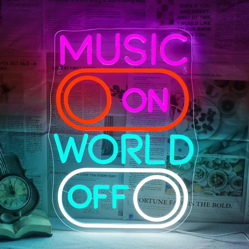 

Music World Neon LED Wall Decorations Are Suitable for Music Studios, Bars, Clubs,parties or Home Decorations for Singing Lovers