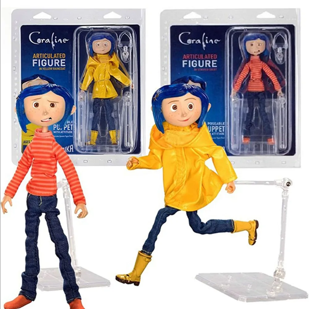 NECA Anime Coraline Doll articolato Anime Figure maglione impermeabile In camicia a righe giocattolo LA ragazza decorazione modello regali di compleanno