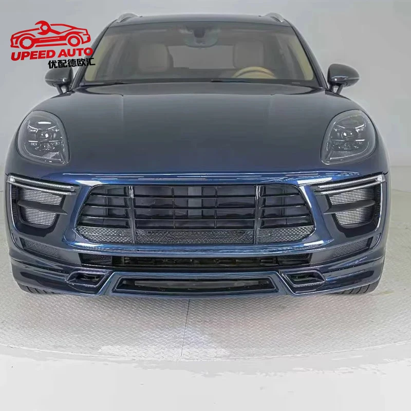 Suitable for STLF Macan 2018-21 TURBO Bumper TKT Front Lip with ACC Medium Net Day Running Light High Quality Easy Installation
