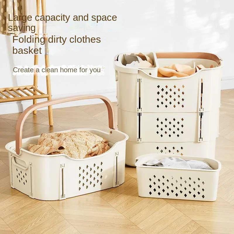 

Household Folding Laundry Basket with Handle Hamper Storage Dirty Clothes Telescopic Dirty Laundry Basket Bathroom Accessories