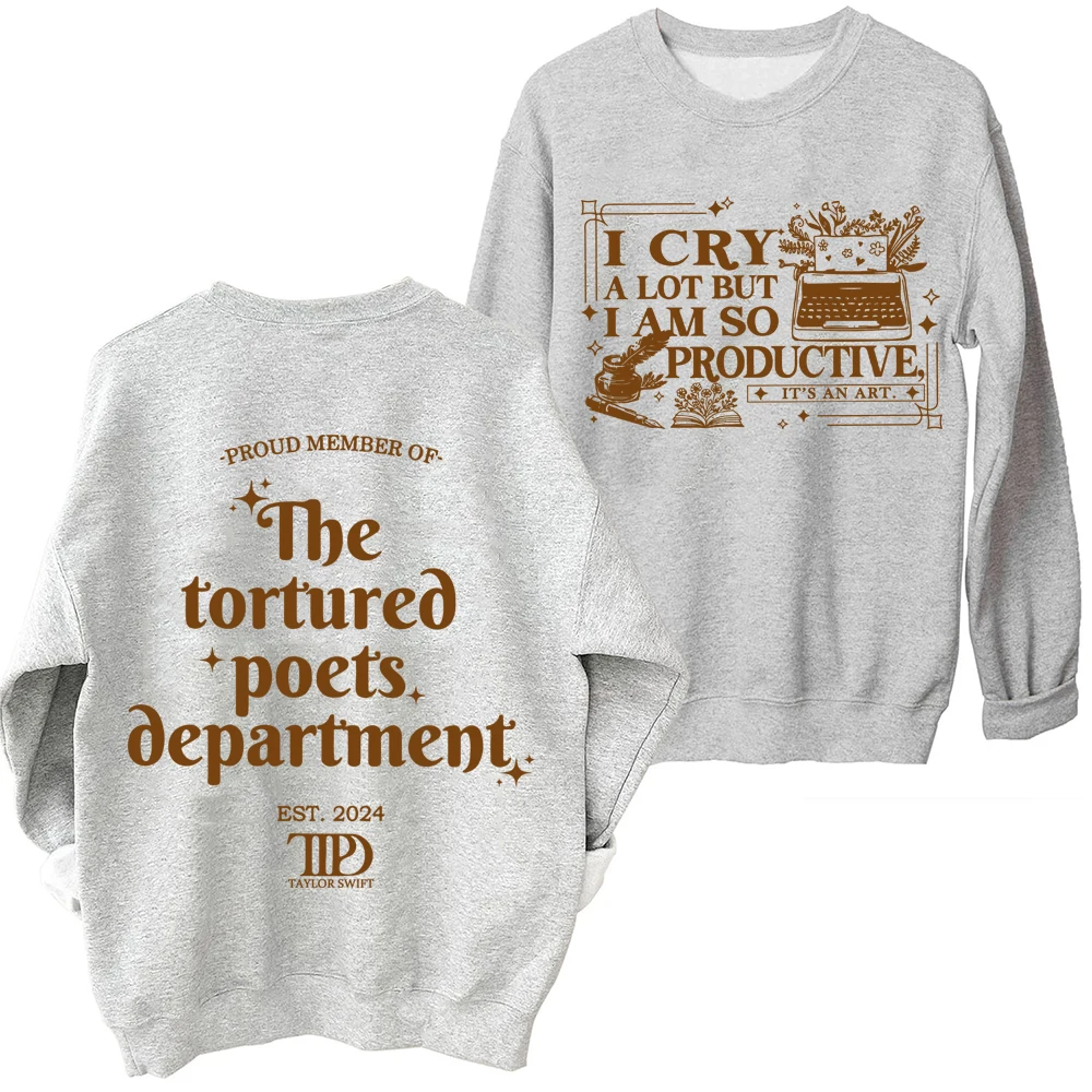 I Cry A Lot But I Am So Productive TS Sweatshirt All\'s Fair in Love and Poetry Graphic Hoodies TTPD New Album Merch Hoodie