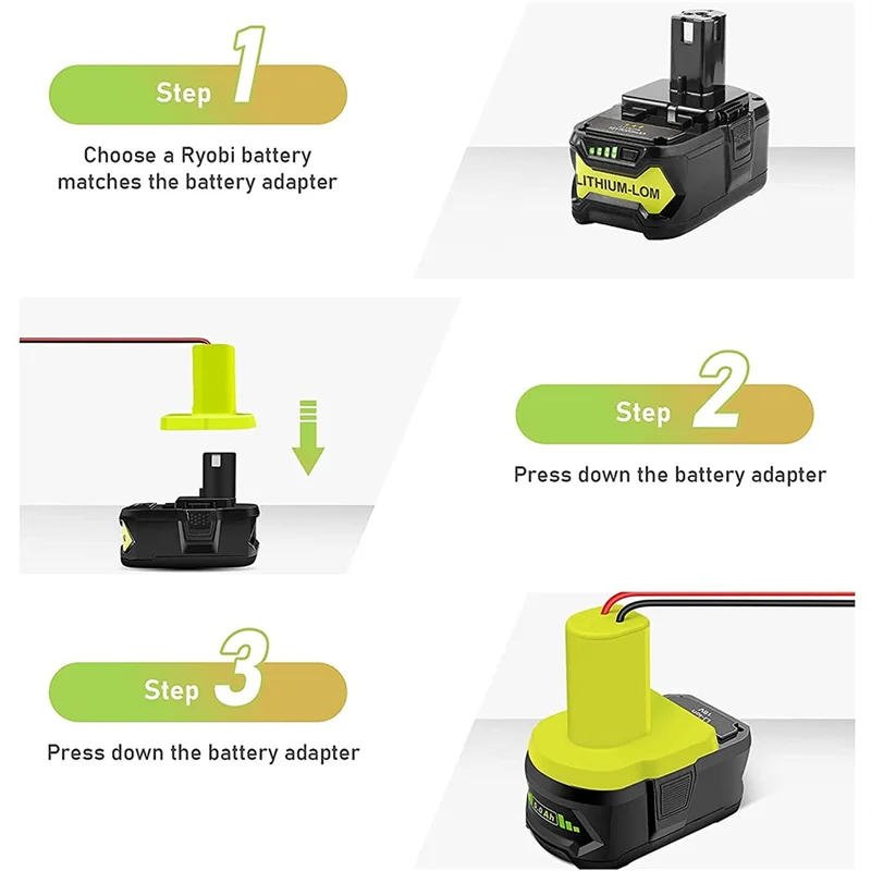

A96I-3X для Power Wheels, адаптер аккумулятора для Ryobi One + 18 В, литий-аккумулятор, преобразователь аккумулятора для электроинструмента с проводом 12 калибра