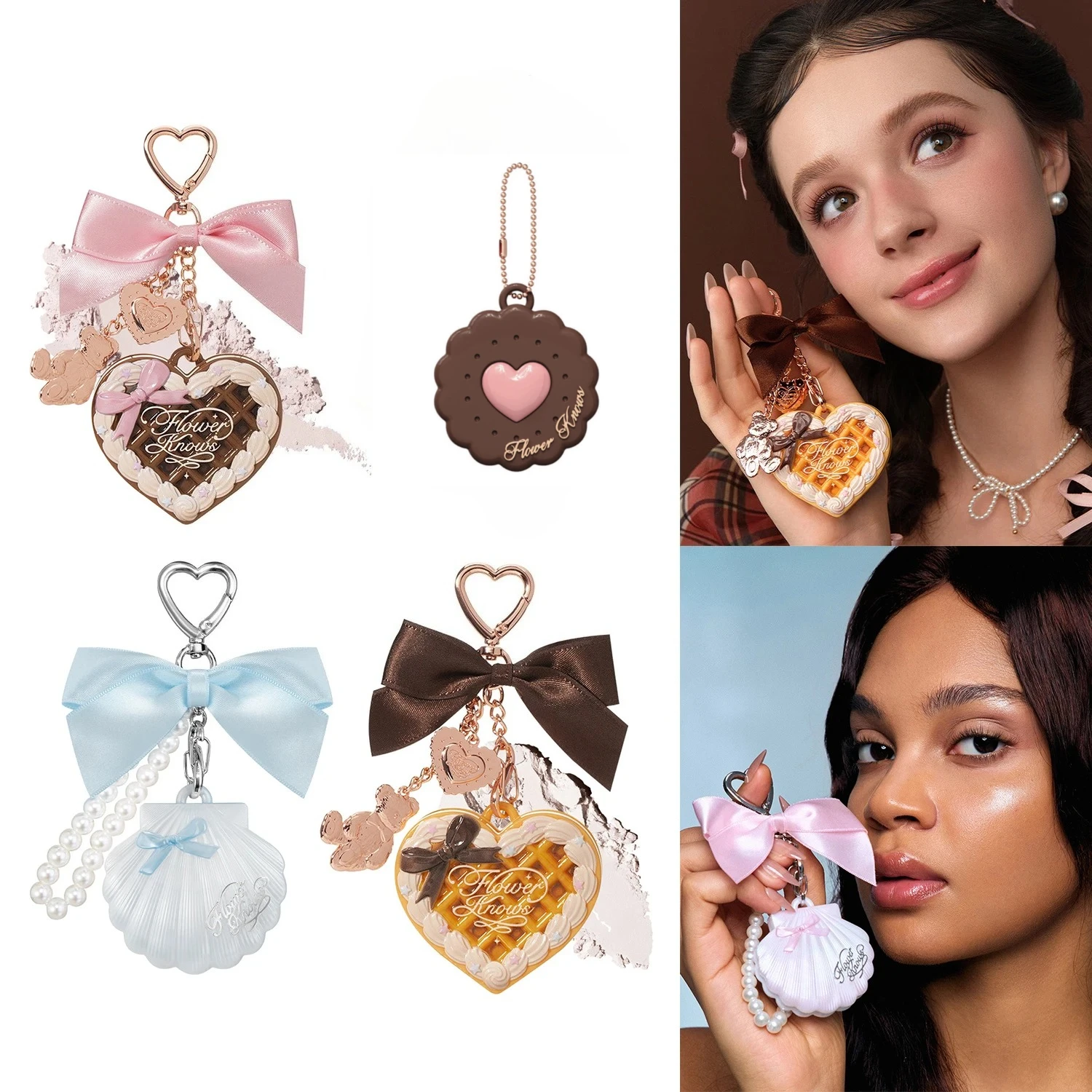 بودرة وجه فلاورز نو كيوبيد سويتي بير مع قلادة هايلايتر أحمر الخدود، ديكور مكياج محمول يدوم طويلاً #1