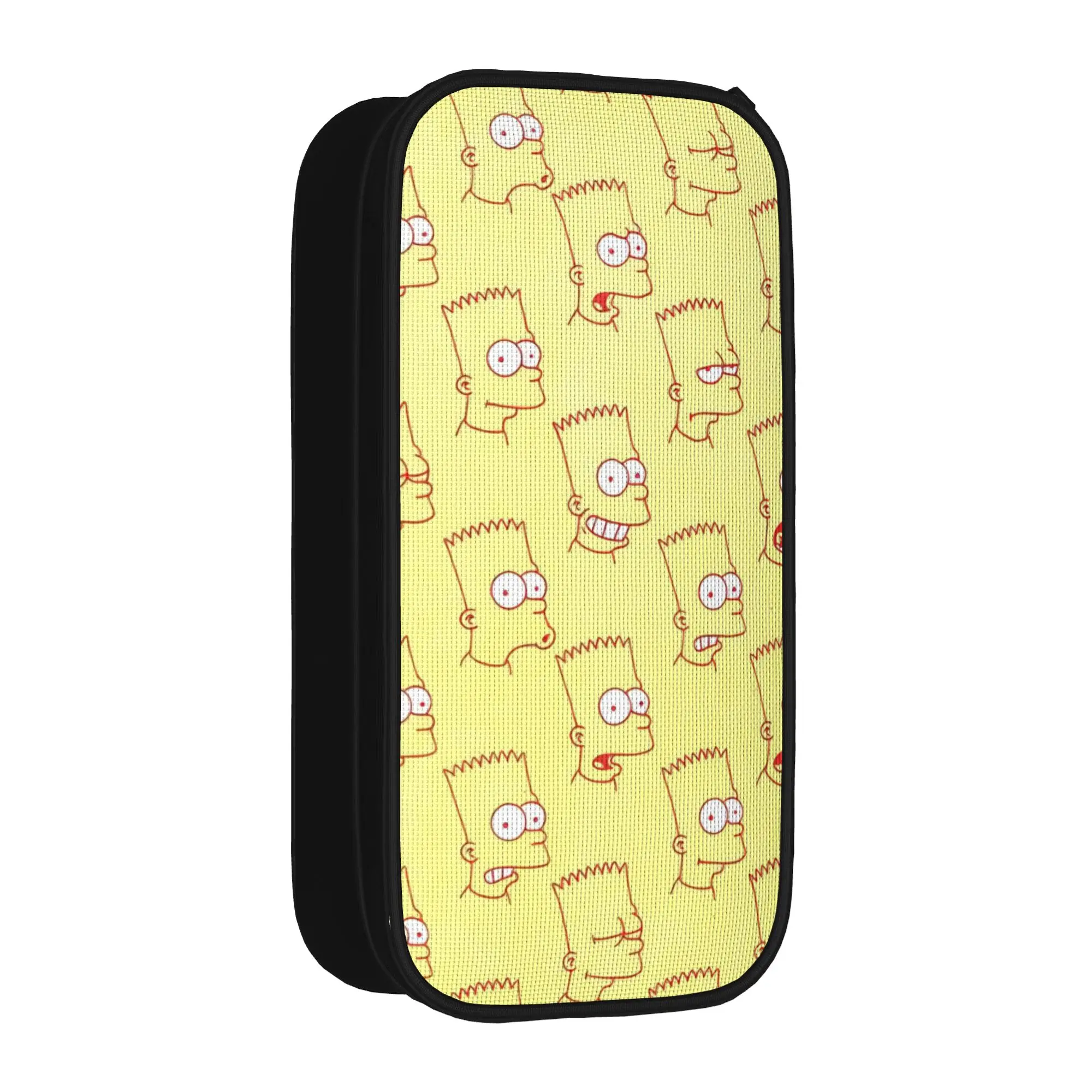 Пенал с мультяшным принтом Simpsonsed, модный держатель для ручек, сумка для студентов, большой объем для хранения, офисный пенал на молнии.