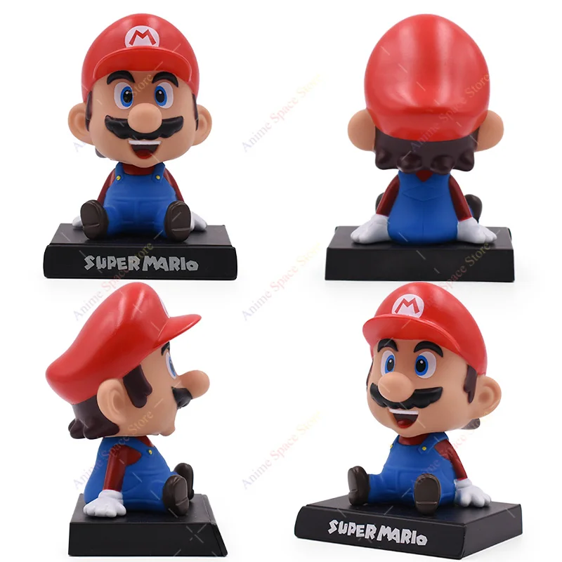 ตัวเลขการกระทํา Mario Luigi เขย่าหัวผู้ถือโทรศัพท์ตุ๊กตา PVC อะนิเมะอุปกรณ์ต่อพ่วงเขย่าหัวโทรศัพท์เครื่องประดับรถของเล่น