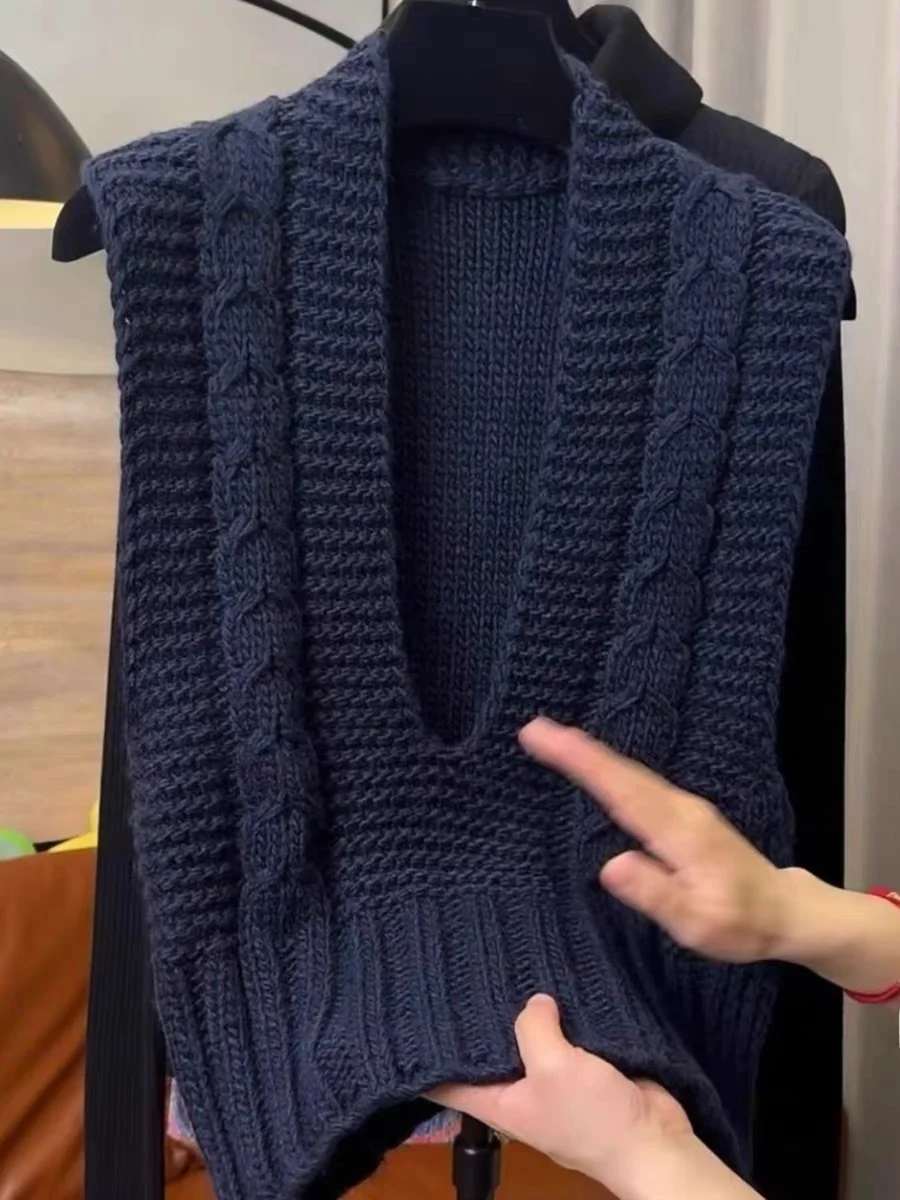 

Women's Autumn Winter Knitted Vest Top Svel Twisted Knit Sweater Jaet V-Ne Design Sensation Commute Sle