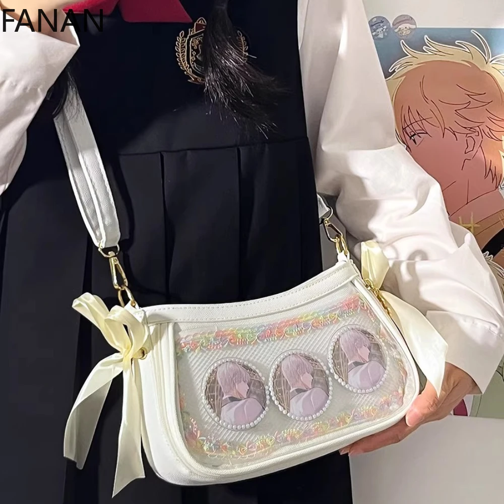 Japanese Ita Bag for Women PU Transparent Pocket Itabag High School Girls Uniform JK Crossbody Shoulder Bag Handbags