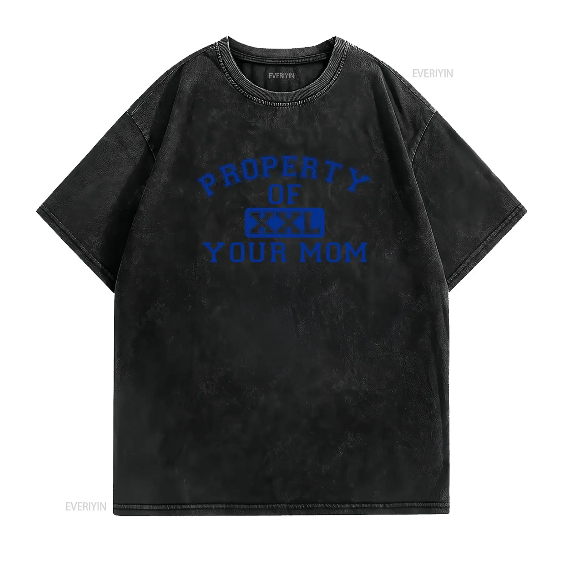 PROPERTY OF YOUR Mom Cotton T Shirt vintage Washed streetwear graphic Unisex Stretched fashion Casual Top For Everyday Wear