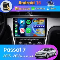 Android 16 Car Radio For Volkswagen Passat 7 B7 NMS 2015 - 2018 Carplay Auto Navigation 2 Din Video Stereo GPS Head Unit Player