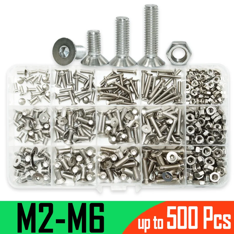 

Hexagon Hex Socket Countersunk Flat Head Screw Nut M2 M3 M4 M5 M6 Allen Machine Bolts DIN7991 Stainless Steel Furniture Screws