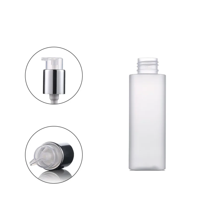 25Pcs Refillable Bottle Empty PET Frost Plastic Silver Collar Clear Lotion Pump 100ml 150ml 200ml Cosmetic Shower Gel Bottle