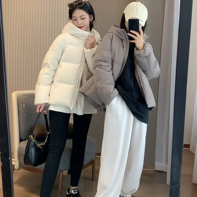 

Женская утепленная зимняя куртка с капюшоном, наполненная 90% белым утиным пухом, теплая, универсальная, модная
