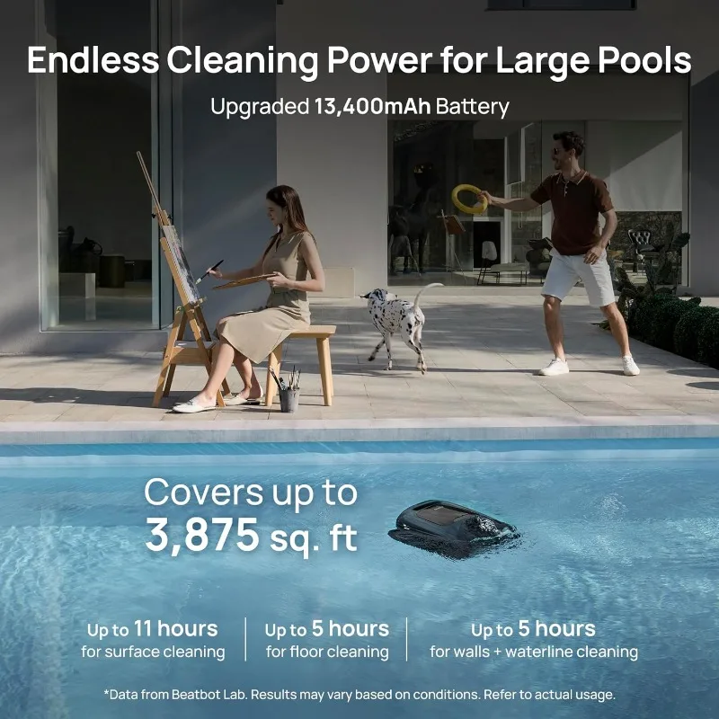 Beatbot AquaSense 2 Pro Pool Vacuum Robot, Unmatched 5-in-1 Cleaning, Skims Water Surface with Remote Navigation,Surface Parking