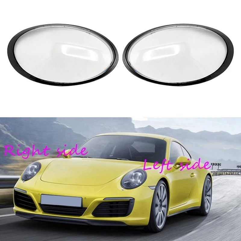 Car Headlight Shade For Porsche 991 911 Targa/Carrera 2012-2018 Left  Transparent Black Edge