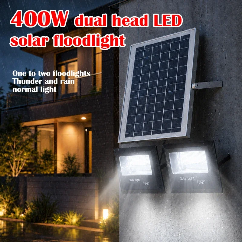 LED Solar Light High Bright 2 Head Flood Light Waterproof Outdoor Garden Wall Light with Aluminum Solar Panel For Garden