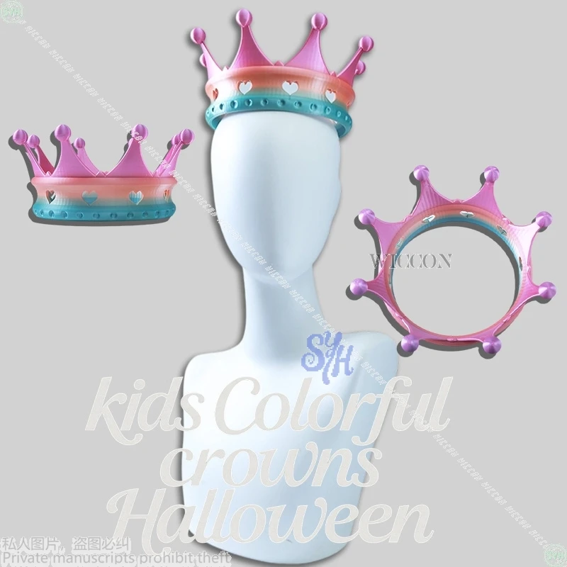 かわいい漫画コスチューム子供カラフルな王冠ハロウィンアニメ映画コスプレ 3D ポリ乳酸ジュエリープロム帽子アクセサリー