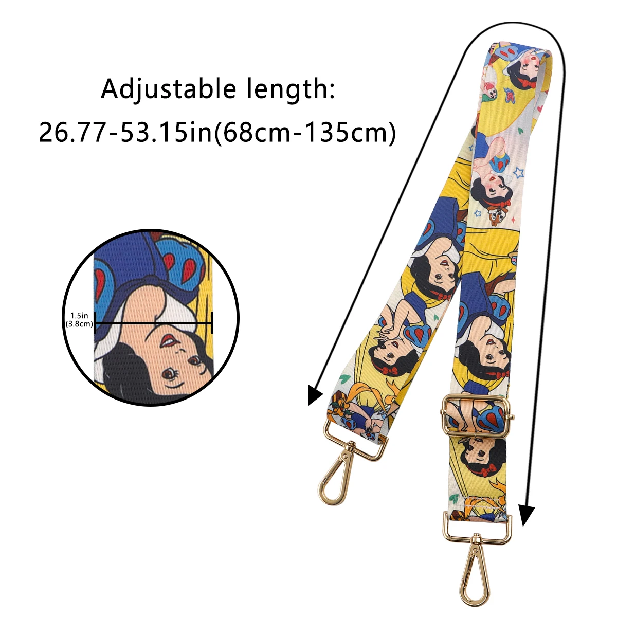 Cartoon Princess Pattern Bag Strap Women Straps for Crossbody Messenger Shoulder Bag Accessories Adjustable Belts Handbag Straps