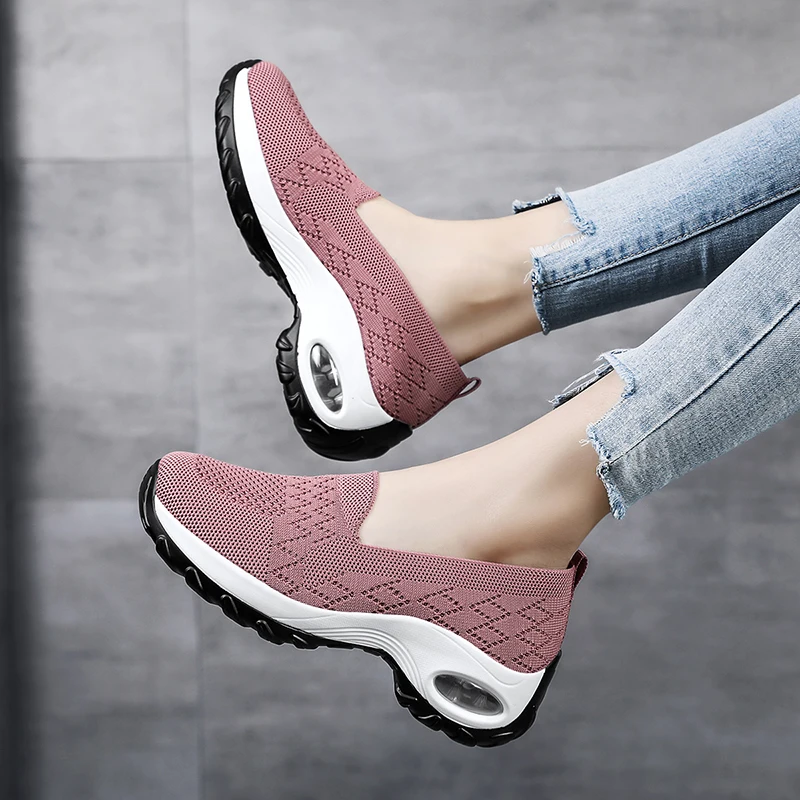 Women Platform Sneakers Woman Casual Shoes Cushion Sneakers Ladies Comfortable Shallow Mout Sock Sneakers Non-slip Walking Shoes